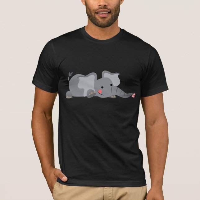Cute Cartoon Sneaky Elephant T-Shirt (Front)
