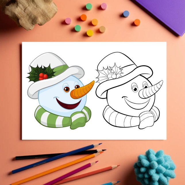 Cute Cartoon snowman head coloring page (Creator Uploaded)