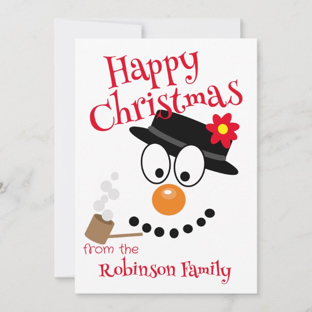 Cute Cartoon Snowman Holiday Card (Front)