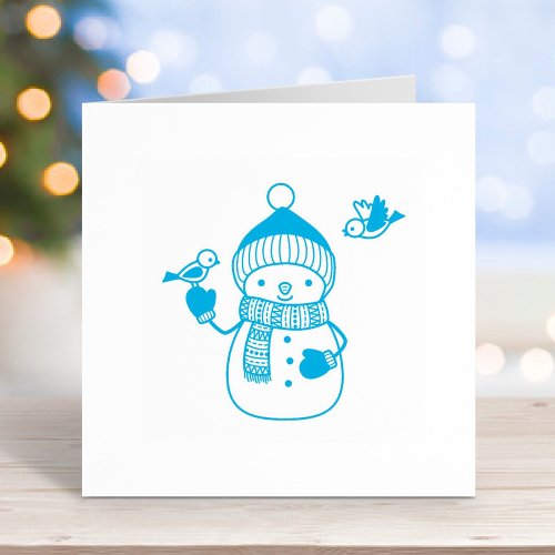 Cute Cartoon Snowman in Knitted Hat and Scarf Self_inking Stamp