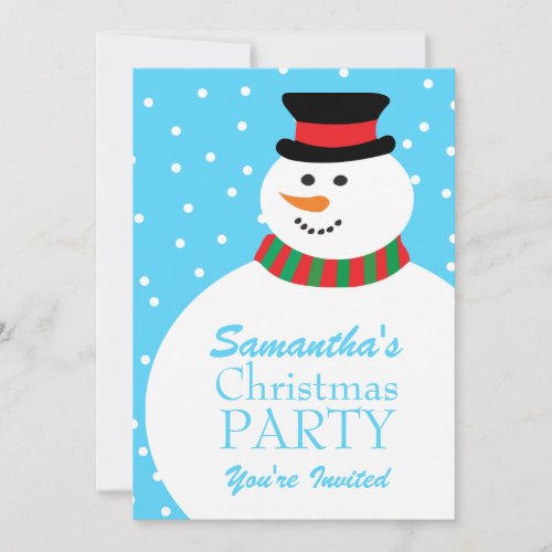 Cute Cartoon Snowman Kids Christmas Party Custom Announcements