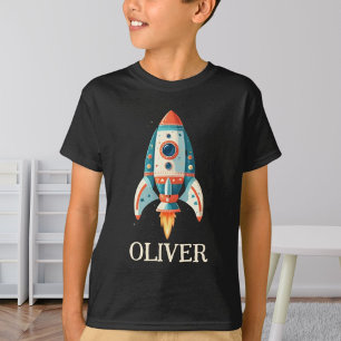 Cute Cartoon Space Rocket Personalized T-Shirt