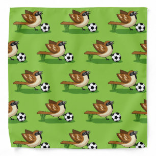Cute Cartoon Sparrow Playing Soccer Bandana