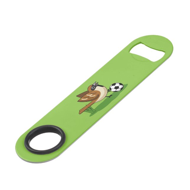Cute Cartoon Sparrow Playing Soccer Bar Key (Front Angled)