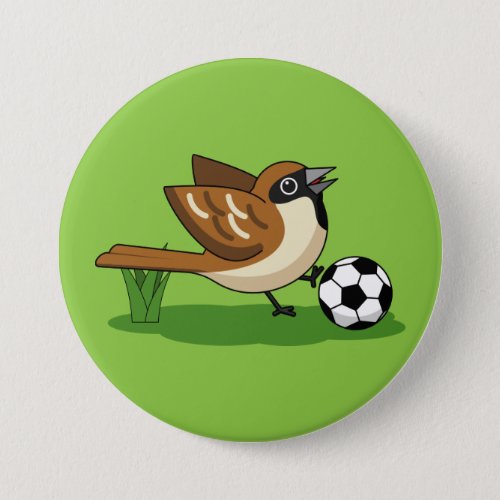 Cute Cartoon Sparrow Playing Soccer Button