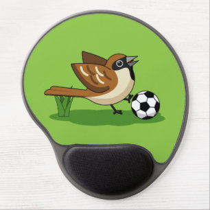 Cute Cartoon Sparrow Playing Soccer Gel Mouse Pad