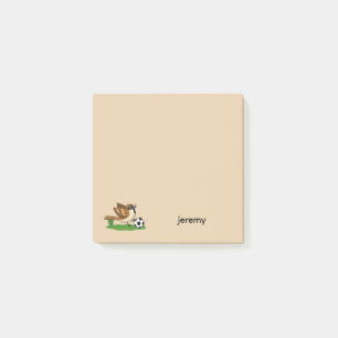 Cute Cartoon Sparrow Playing Soccer   Personalize Post-it Notes