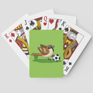 Cute Cartoon Sparrow Playing Soccer Poker Cards