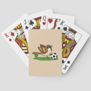 Cute Cartoon Sparrow Playing Soccer Poker Cards