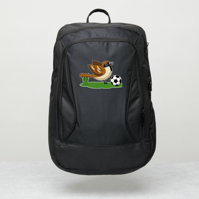 Cute Cartoon Sparrow Playing Soccer Port Authority® Backpack (Front)