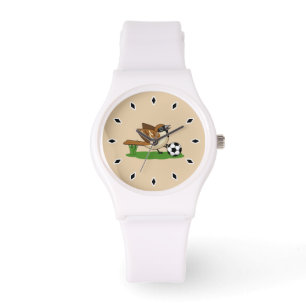 Cute Cartoon Sparrow Playing Soccer Watch