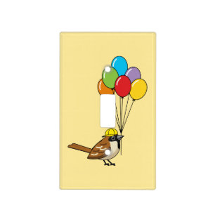 Cute Cartoon Sparrow with Balloons Light Switch Cover