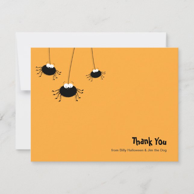 Cute Cartoon Spiders Flat Thank You Note (Front)