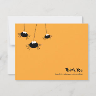 Cute Cartoon Spiders Flat Thank You Note Card