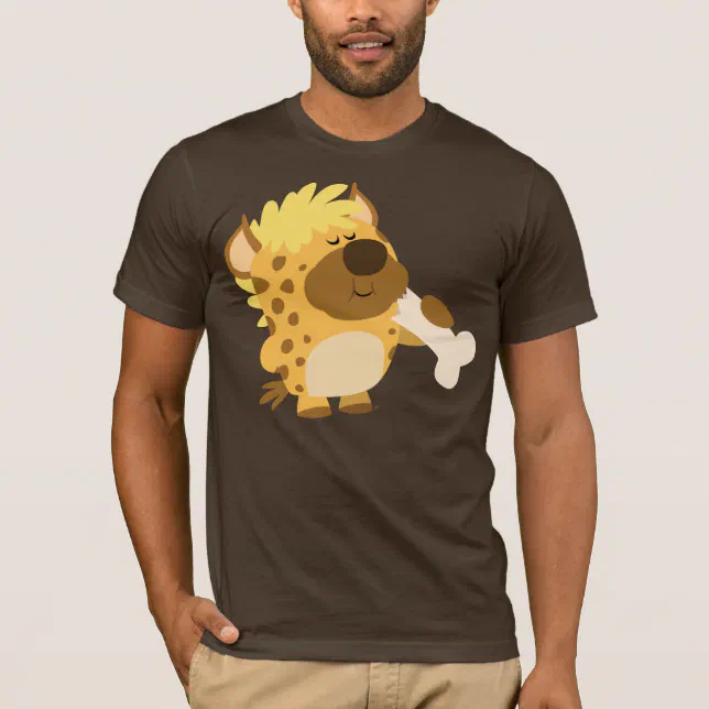 Cute Cartoon Spotted Hyena Crushing a Bone T-Shirt | Zazzle