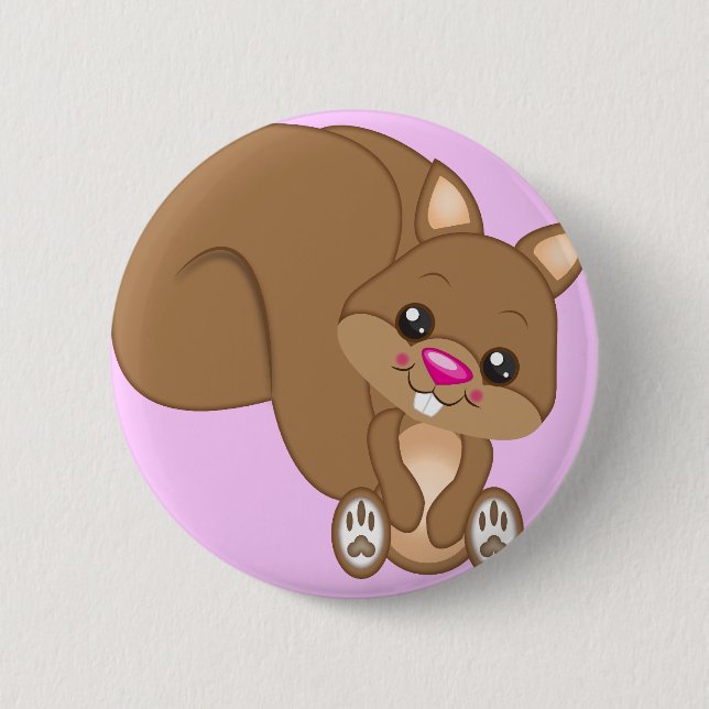 Cute Cartoon Squirrel Button (Front)