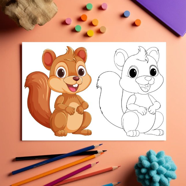 Cute Cartoon squirrel coloring page (Creator Uploaded)