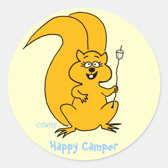 Cute Cartoon Squirrel Happy Camper Envelope Seals (Front)