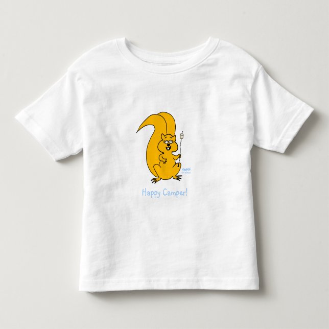 Cute Cartoon Squirrel Happy Camper Marshmallows Toddler T-shirt (Front)