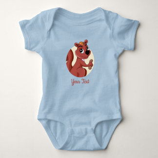 Cute cartoon squirrel with a peanut baby bodysuit