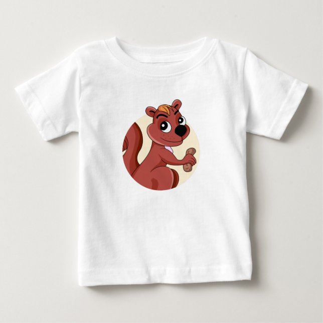 Cute cartoon squirrel with a peanut baby T-Shirt (Front)