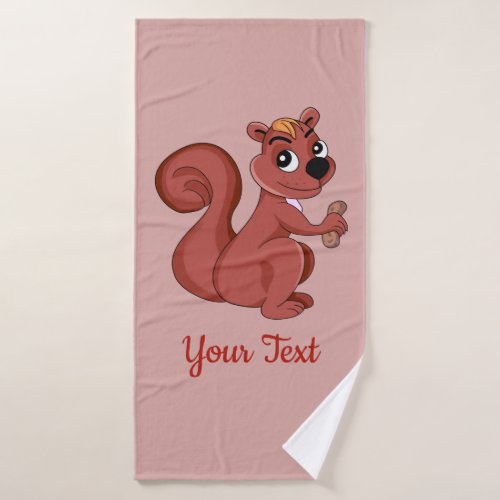 Cute cartoon squirrel with a peanut  bath towel