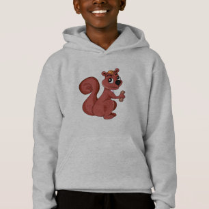 Cute cartoon squirrel with a peanut hoodie