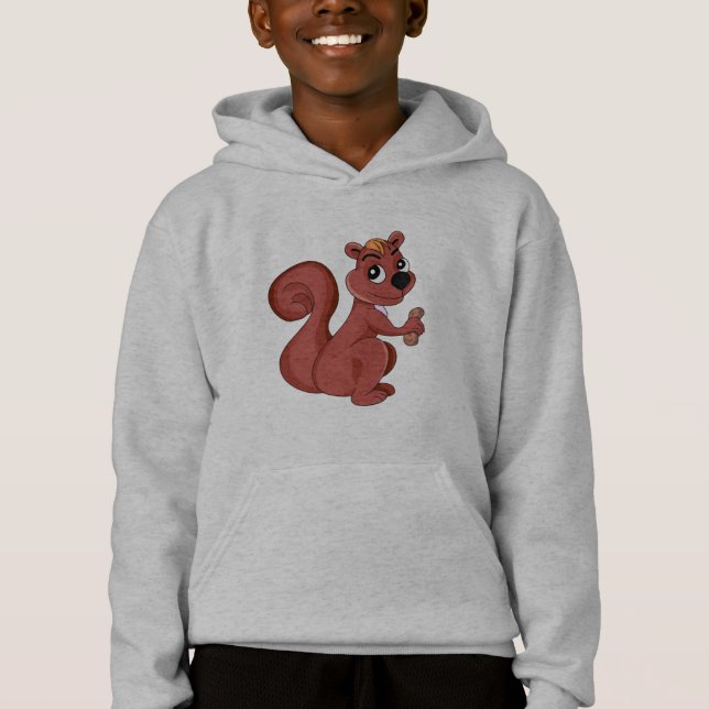 Cute cartoon squirrel with a peanut  hoodie (Front)