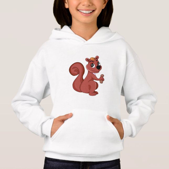Cute cartoon squirrel with a peanut  hoodie (Front)