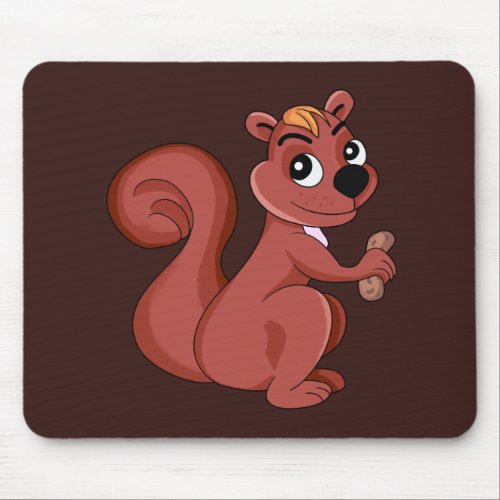Cute cartoon squirrel with a peanut  mouse pad