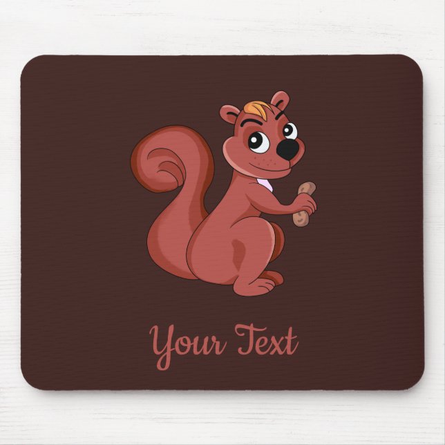 Cute cartoon squirrel with a peanut  mouse pad (Front)