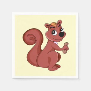 Cute cartoon squirrel with a peanut napkins