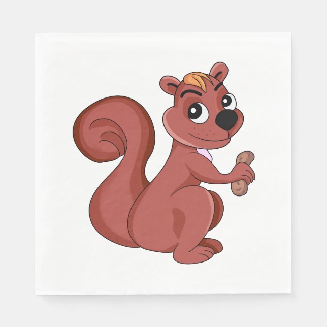Cute cartoon squirrel with a peanut Paper Napkin (Front)