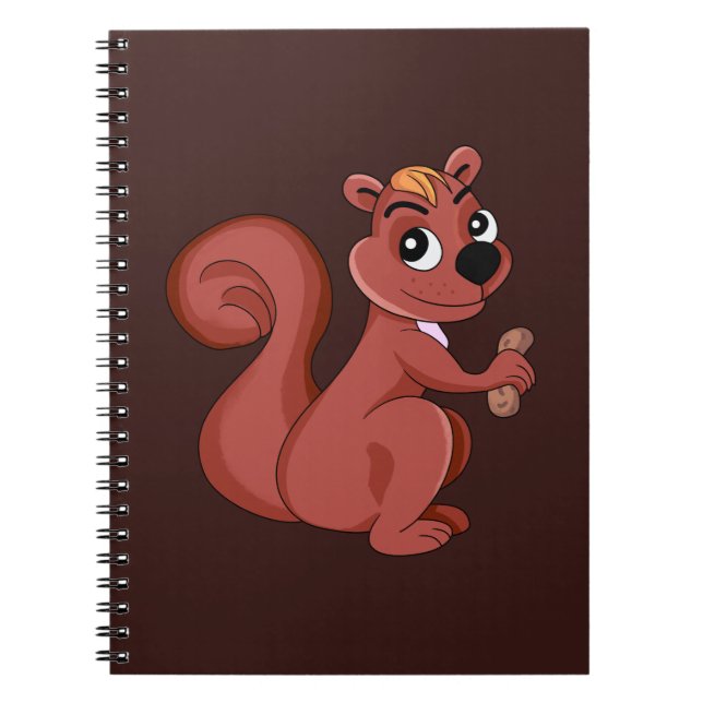 Cute cartoon squirrel with a peanut Photo Notebook (Front)