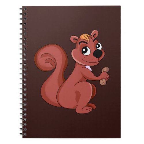 Cute cartoon squirrel with a peanut Photo Notebook