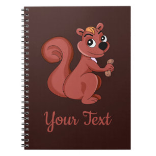 Cute cartoon squirrel with a peanut Photo Notebook