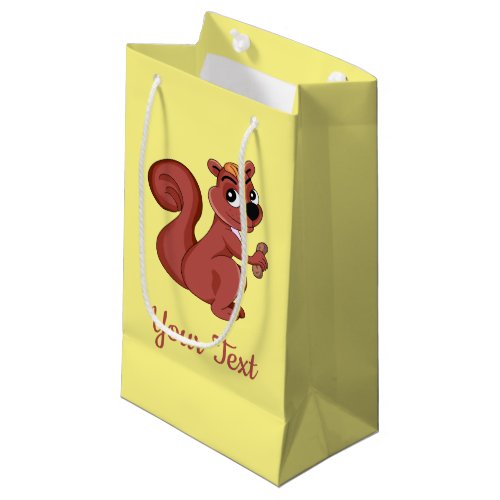 Cute cartoon squirrel with a peanut  small gift ba small gift bag