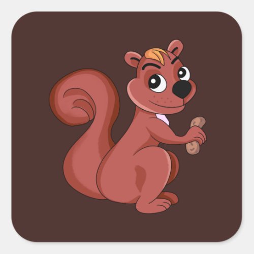 Cute cartoon squirrel with a peanut Sticker