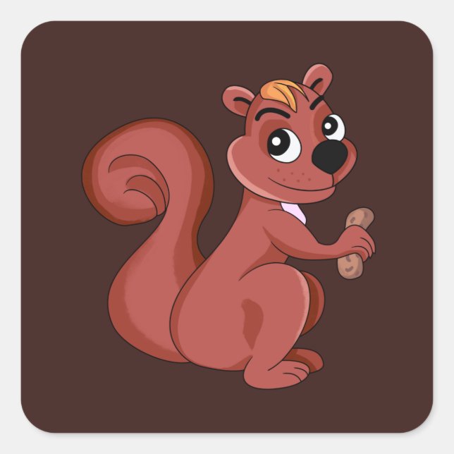 Cute cartoon squirrel with a peanut Sticker (Front)