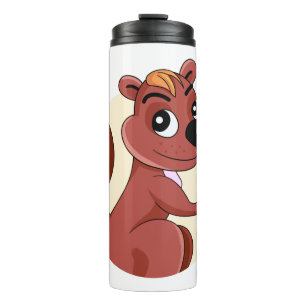 Cute cartoon squirrel with a peanut thermal tumbler