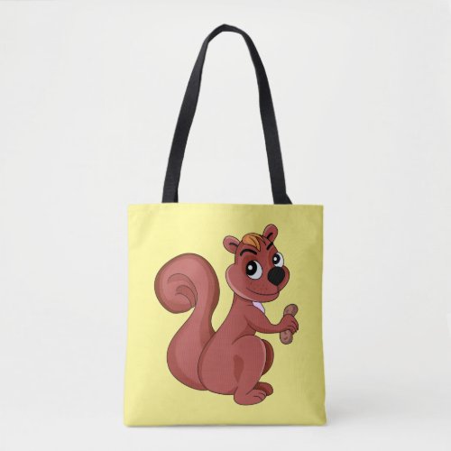 Cute cartoon squirrel with a peanut  tote bag
