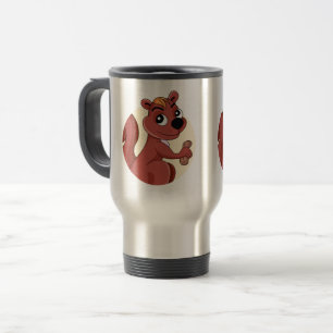 Cute cartoon squirrel with a peanut travel mug