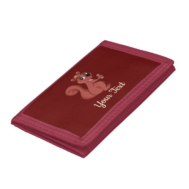 Cute cartoon squirrel with a peanut  trifold walle wallet (Bottom)
