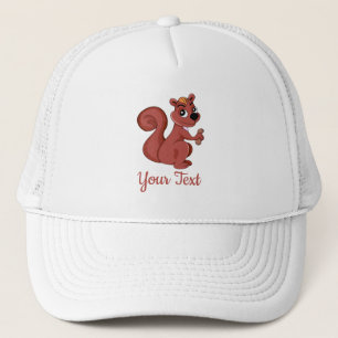 Cute cartoon squirrel with a peanut trucker hat