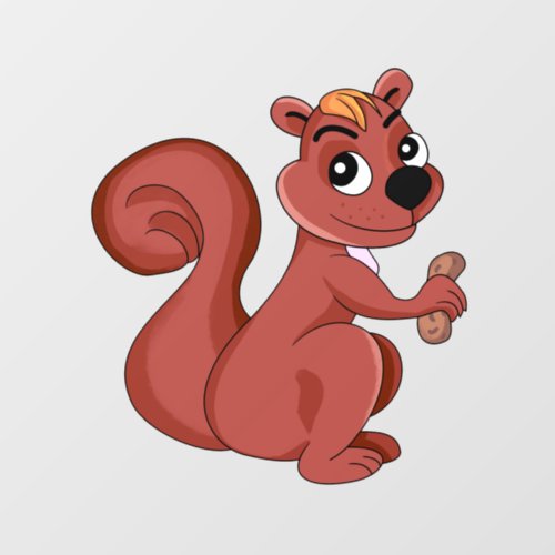 Cute cartoon squirrel with a peanut  wall decal 