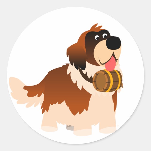 Cute Cartoon St Bernard Sticker (Front)