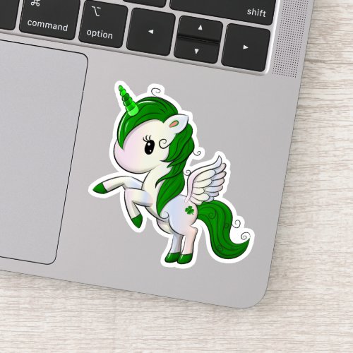 Cute Cartoon St Patricks Day Unicorn Pegasus Sticker