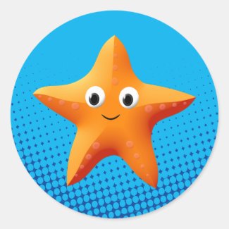 Cute Cartoon Starfish Blue Ocean  Classic
