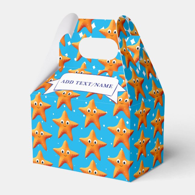 Cute Cartoon Starfish Blue Ocean Classic Favor Boxes (Front Side)