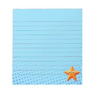 Cute Cartoon Starfish Blue Ocean Lined Notepad